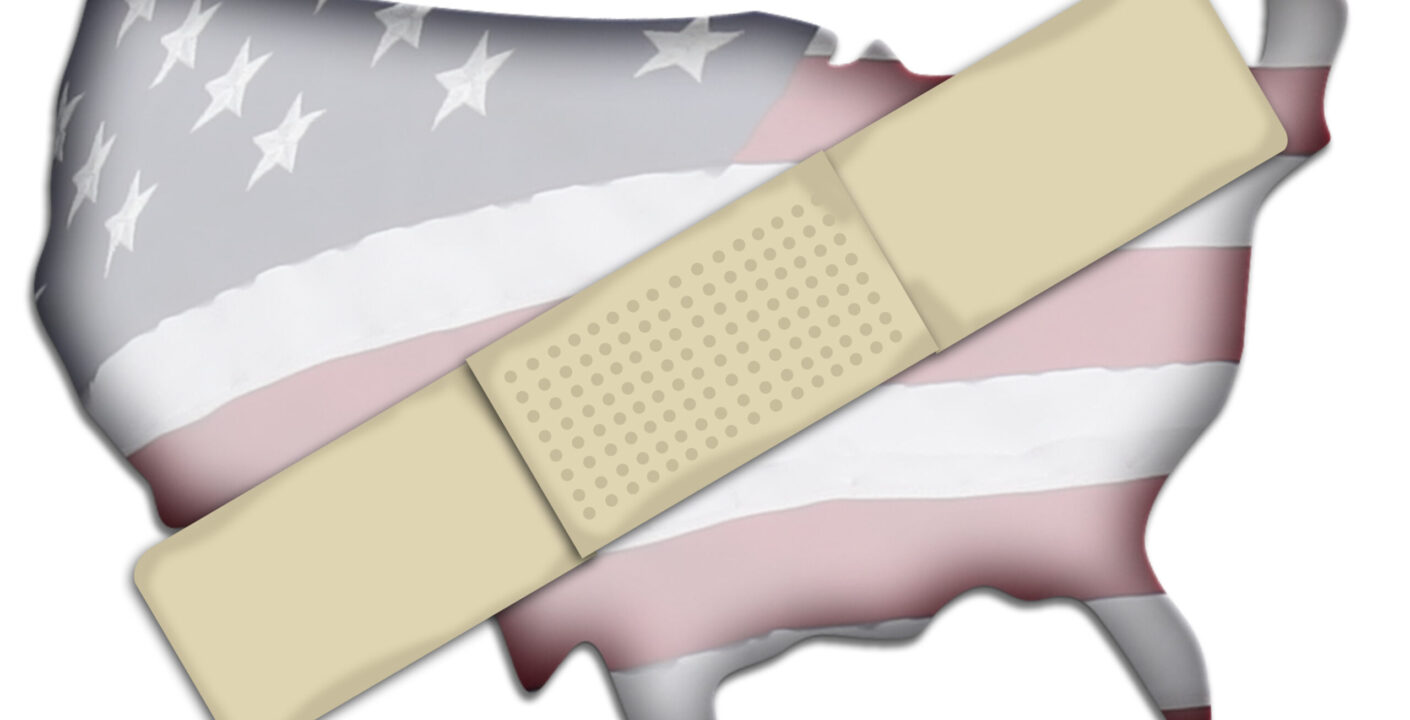 United States with bandaid