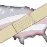 United States with bandaid